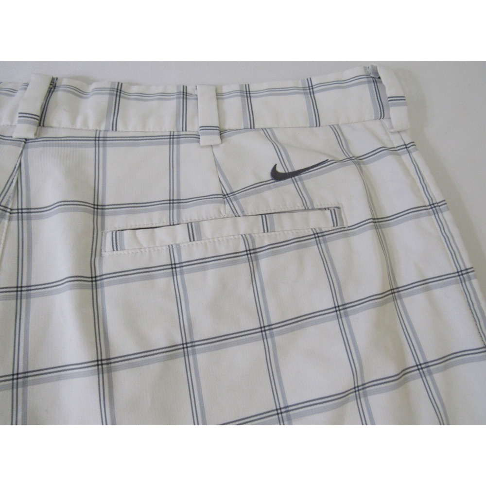 Nike Golf White Gray Check Polyester Dry-Fit Shorts Sz 34